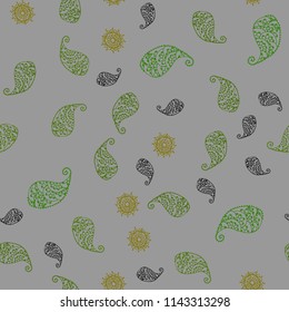 Dark Green, Yellow vector seamless abstract design with leaves and flowers. Brand new colored illustration with leaves and flowers. A new texture for your wallpaper design.