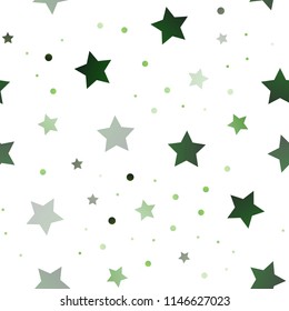 Dark Green, Yellow vector seamless cover with small and big stars. Stars on blurred abstract background with gradient. The pattern can be used for websites.