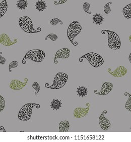 Dark Green, Yellow vector seamless natural backdrop with leaves and flowers. Modern abstract illustration with leaves and flowers. Hand painted design for web, wrapping.
