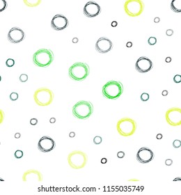 Dark Green, Yellow vector seamless texture with disks. Beautiful colored illustration with blurred circles in nature style. Pattern can be used for ads, leaflets.