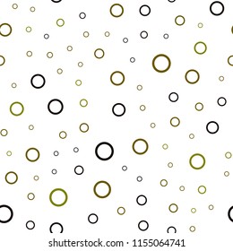Dark Green, Yellow vector seamless layout with circle shapes. Blurred decorative design in abstract style with bubbles. Pattern can be used as texture of wallpapers.