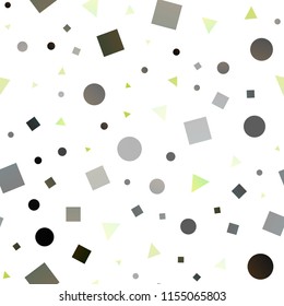 Dark Green, Yellow vector seamless backdrop with lines, circles, rhombus. Abstract gradient illustration with circles, triangles, cubes. Pattern for design of fabric, wallpapers.