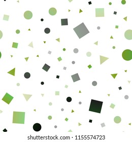 Dark Green, Yellow vector seamless background with triangles, circles, cubes. Abstract illustration with colorful dots, lines, cubes. Pattern for design of fabric, wallpapers.