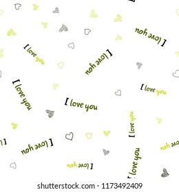 Dark Green, Yellow vector seamless layout with sweet hearts. Beautiful colored illustration with hearts in celebration style. Beautiful design for your business advert of anniversary.