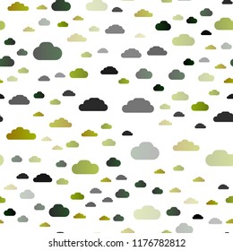 Dark Green, Yellow vector seamless pattern with clouds. Modern illustration with colorful gradient clouds. Pattern for design of fabric, wallpapers.