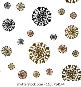 Dark Green, Yellow vector seamless cover with beautiful snowflakes. Snow on blurred abstract background with gradient. Trendy design for wallpaper, fabric makers.