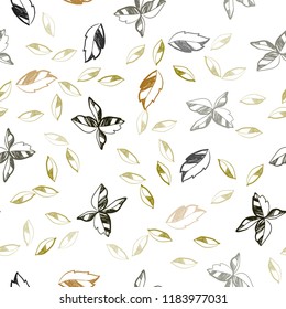 Dark Green, Yellow vector seamless elegant background with leaves. An elegant bright illustration with leaves in Natural style. Pattern for trendy fabric, wallpapers.