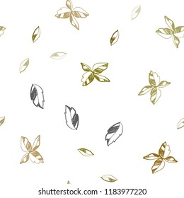 Dark Green, Yellow vector seamless doodle background with leaves. Glitter abstract illustration with doodles and leaves. Pattern for design of window blinds, curtains.