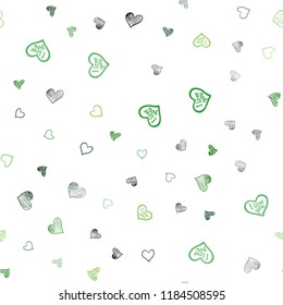 Dark Green, Yellow vector seamless background with hearts. Glitter abstract illustration with colorful hearts in romantic style. Design for ad, poster, banner of Valentine Day.