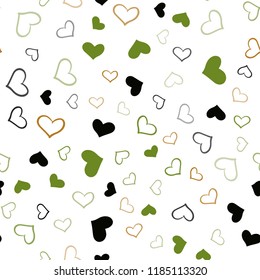 Dark Green, Yellow vector seamless pattern with colorful hearts. Decorative shining illustration with hearts on abstract template. Beautiful design for your business advert of anniversary.