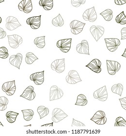 Dark Green, Yellow vector seamless doodle texture with leaves. A vague abstract illustration with leaves in doodles style. Pattern for design of fabric, wallpapers.