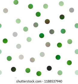Dark Green, Yellow vector seamless background with bubbles. Glitter abstract illustration with blurred drops of rain. Pattern can be used as texture of water, rain drops.