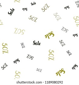 Dark Green, Yellow vector seamless template with 50% selling. Abstract illustration with colorful gradient symbols of sales. Template for season sales, shopping ads.