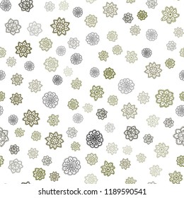 Dark Green, Yellow vector seamless pattern with christmas snowflakes. Blurred decorative design in xmas style with snow. Design for textile, fabric, wallpapers.