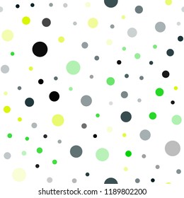 Dark Green, Yellow vector seamless background with bubbles. Modern abstract illustration with colorful water drops. Pattern for trendy fabric, wallpapers.