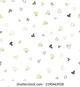 Dark Green, Yellow vector seamless cover with Shining hearts. Decorative shining illustration with hearts on abstract template. Design for ad, poster, banner of Valentine Day.