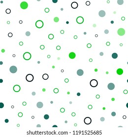 Dark Green, Yellow vector seamless cover with spots. Illustration with set of shining colorful abstract circles. Template for business cards, websites.