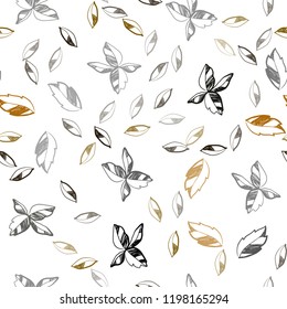 Dark Green, Yellow vector seamless doodle background with leaves. leaves on elegant natural pattern with gradient. Design for textile, fabric, wallpapers.