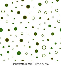 Dark Green, Yellow vector seamless pattern with spheres. Illustration with set of shining colorful abstract circles. Pattern for design of fabric, wallpapers.