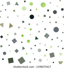 Dark Green, Yellow vector seamless texture in poly style with circles, cubes. Illustration with colorful circles, triangles, rectangles. Pattern for design of fabric, wallpapers.