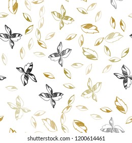 Dark Green, Yellow vector seamless abstract background with leaves. Decorative illustration with doodles on abstract template. Pattern for design of fabric, wallpapers.
