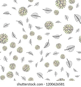 Dark Green, Yellow vector seamless doodle texture with leaves, flowers. Shining colorful illustration with leaves, flowers. Trendy design for wallpaper, fabric makers.