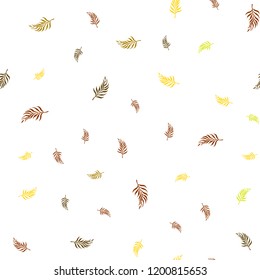 Dark Green, Yellow vector seamless elegant template with leaves. Blurred decorative design in Indian style with leaves. Pattern for trendy fabric, wallpapers.