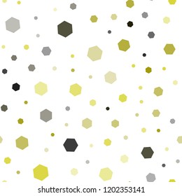 Dark Green, Yellow vector seamless cover with set of hexagons. White background with colorful hexagons. Pattern for texture of wallpapers.