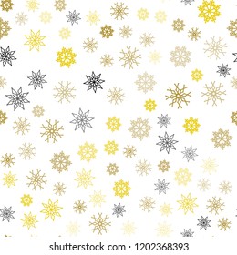 Dark Green, Yellow vector seamless cover with beautiful snowflakes. Shining colored illustration with snow in christmas style. Trendy design for wallpaper, fabric makers.