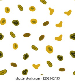 Dark Green, Yellow vector seamless pattern with spheres. Glitter abstract illustration with blurred drops of rain. Pattern for design of fabric, wallpapers.