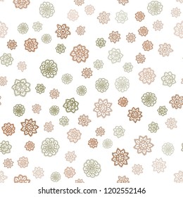 Dark Green, Yellow vector seamless texture with colored snowflakes. Modern geometrical abstract illustration with crystals of ice. Pattern for trendy fabric, wallpapers.