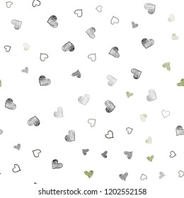 Dark Green, Yellow vector seamless pattern with colorful hearts. Hearts on blurred abstract background with colorful gradient. Pattern can be used for valentine's ad, booklets.
