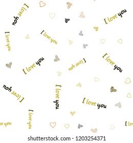 Dark Green, Yellow vector seamless layout with sweet hearts. Blurred decorative design in doodle style with hearts. Design for ad, poster, banner of Valentine Day.