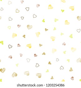 Dark Green, Yellow vector seamless layout with sweet hearts. Beautiful colored illustration with hearts in celebration style. Template for Valentine's greeting postcards.