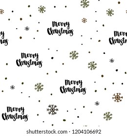 Dark Green, Yellow vector seamless template with ice snowflakes. Shining colorful illustration with snow on abstract template. Design for textile, fabric, wallpapers.