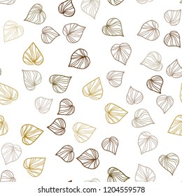 Dark Green, Yellow vector seamless doodle background with leaves. An elegant bright illustration with leaves in Natural style. Design for textile, fabric, wallpapers.
