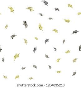 Dark Green, Yellow vector seamless doodle pattern with leaves. A vague abstract illustration with leaves in doodles style. Pattern for design of fabric, wallpapers.