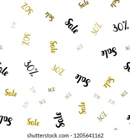 Dark Green, Yellow vector seamless layout with discount of 30%. Gradient illustration with discount signs on white backdrop. Backdrop for super sales on Black Friday.