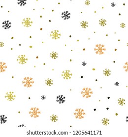 Dark Green, Yellow vector seamless pattern with christmas snowflakes. Glitter abstract illustration with crystals of ice. Pattern for trendy fabric, wallpapers.