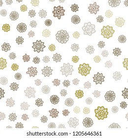 Dark Green, Yellow vector seamless pattern with christmas snowflakes. Shining colored illustration with snow in christmas style. Template for business cards, websites.