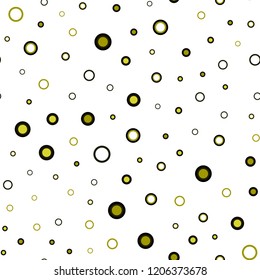 Dark Green, Yellow vector seamless pattern with spheres. Beautiful colored illustration with blurred circles in nature style. Trendy design for wallpaper, fabric makers.