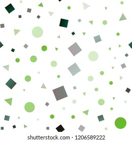 Dark Green, Yellow vector seamless template with crystals, circles, squares. Abstract illustration with colorful dots, lines, cubes. Design for textile, fabric, wallpapers.