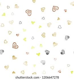 Dark Green, Yellow vector seamless pattern with colorful hearts. Decorative shining illustration with hearts on abstract template. Pattern can be used for valentine's ad, booklets.