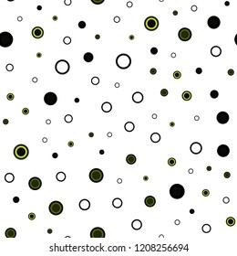 Dark Green, Yellow vector seamless layout with circle shapes. Blurred bubbles on abstract background with colorful gradient. Pattern for trendy fabric, wallpapers.