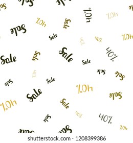Dark Green, Yellow vector seamless pattern with 40 percentage signs. Shining colorful illustration with isolated selling prices. Template for season sales, shopping ads.