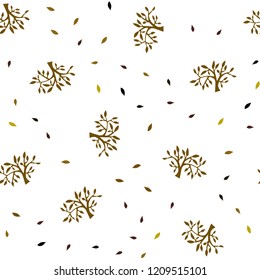 Dark Green, Yellow vector seamless doodle background with leaves, branches. Creative illustration in blurred style with leaves, branches. Pattern for trendy fabric, wallpapers.
