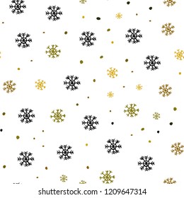 Dark Green, Yellow vector seamless pattern with christmas snowflakes. Modern geometrical abstract illustration with snowflakes. Trendy design for wallpaper, fabric makers.