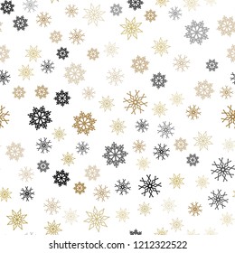 Dark Green, Yellow vector seamless pattern with christmas snowflakes. Shining colored illustration with snow in christmas style. Pattern for design of window blinds, curtains.