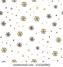 Dark Green, Yellow vector seamless cover with beautiful snowflakes. Colorful decorative design in xmas style with snow. Trendy design for wallpaper, fabric makers.