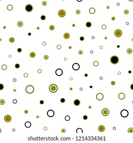 Dark Green, Yellow vector seamless background with bubbles. Blurred decorative design in abstract style with bubbles. Pattern for trendy fabric, wallpapers.